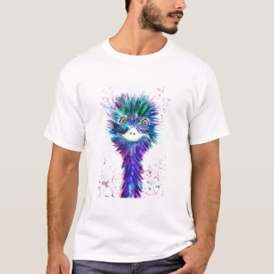 Waterverf emu blue Bird Animals Wildlife Cute T-shirt