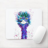 Waterverf emu diervogel schattig kleurrijk paars muismat (Met muis)