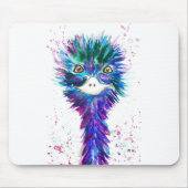 Waterverf emu diervogel schattig kleurrijk paars muismat (Voorkant)