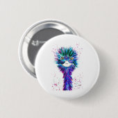 Waterverf emu ronde button 5,7 cm (Voorkant /achterkant)