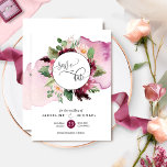 Waterverf en Berry en Blush Floral Wedding Save The Date<br><div class="desc">Je trouwdag met deze mooie bruiloft, met de date. Ontwerp met een delicaat waterverf draai achter de voortreffelijke waterverf floral bouquet en sla de datum op in een moderne, handgeschreven kalligrafie. Terug met dezelfde trapsgewijze waterverf vlek en floral bouquet dit keer met koppels volledige namen of paren voornamen en datum....</div>