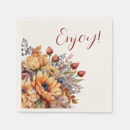 Waterverf en Bloemen-Enjoy- Servet