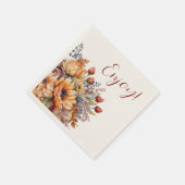 Waterverf en Bloemen-Enjoy- Servet (Hoek)