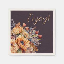 Waterverf en Bloemen-Paarse-Enjoy- Servet