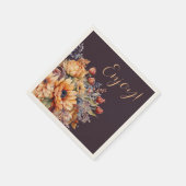 Waterverf en Bloemen-Paarse-Enjoy- Servet (Hoek)