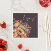 Waterverf en Bloemen-Paarse-Enjoy- Servet (Insitu)