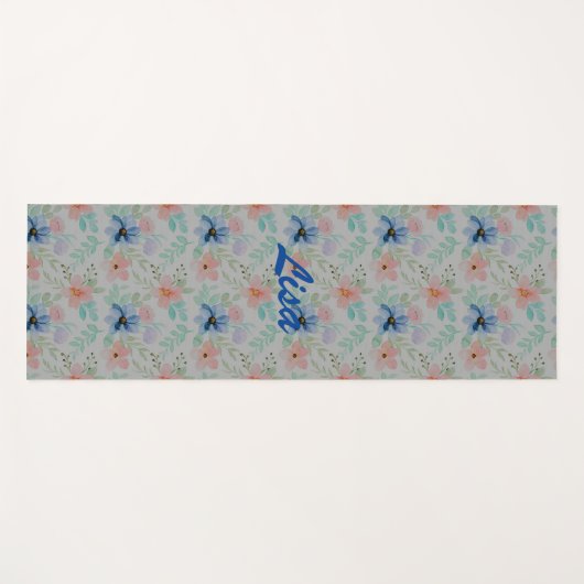 Waterverf en bloemen  yogamat (Voorkant (horizontaal))