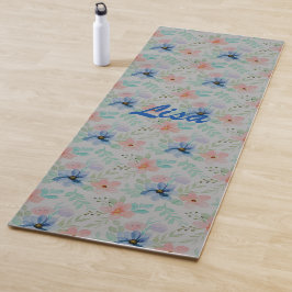 Waterverf en bloemen yogamat
