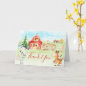 Waterverf- en boerderijdieren Hartelijk dank Kaart (Gele Bloem)