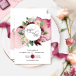 Waterverf en Bourgogne en bloedig huwelijk Save The Date<br><div class="desc">Je trouwdag met deze mooie bruiloft, met de date. Ontwerp met een delicaat waterverf draai achter de voortreffelijke waterverf floral bouquet en sla de datum op in een moderne, handgeschreven kalligrafie. Terug met dezelfde trapsgewijze waterverf vlek en floral bouquet dit keer met koppels volledige namen of paren voornamen en datum....</div>