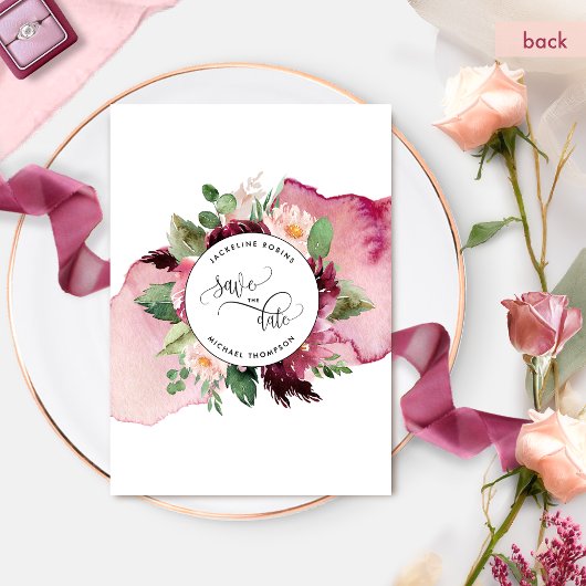 Waterverf en Bourgogne en bloedig huwelijk Save The Date