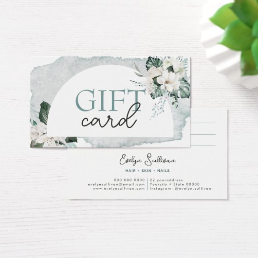 Waterverf en cadeaukaart voor witte bloemen visitekaartje (Bureau)