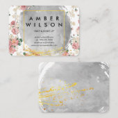 Waterverf en elegante bloemengoudfolie visitekaartje (Voorkant / Achterkant)