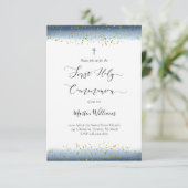 waterverf en FAUX folie confetti Eerste Communie Kaart (Staand voorkant)