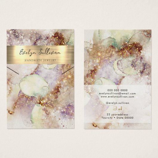 Waterverf en faux folie ketting display kaart (Voorkant /achterkant)