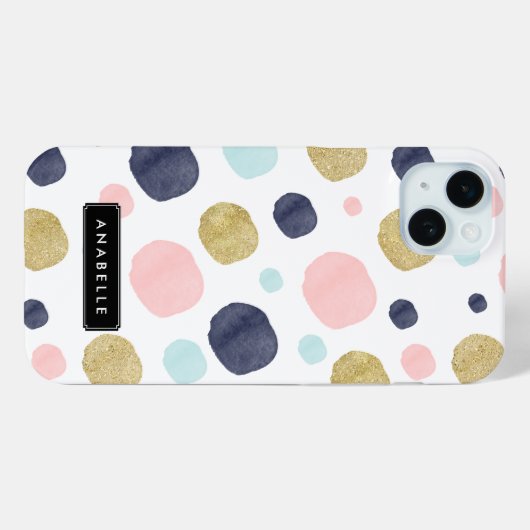 Waterverf en Faux Glitter Stippen Patroon Case-Mate iPhone Case (Achterkant (horizontaal))