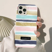 Waterverf en Faux Glitter Stripes Case-Mate iPhone Case