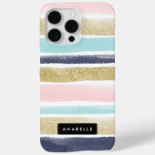 Waterverf en Faux Glitter Stripes Case-Mate iPhone Case (Achterkant)