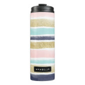 Waterverf en Faux Glitter Stripes Thermosbeker (Voorkant)