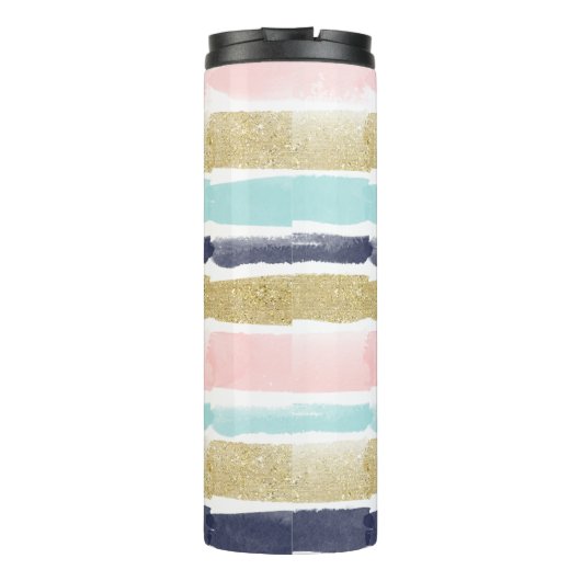 Waterverf en Faux Glitter Stripes Thermosbeker (Achterkant)