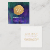 Waterverf en Faux Gold Foil Circle | BLAUWGROEN PA Vierkante Visitekaartje (Voorkant / Achterkant)