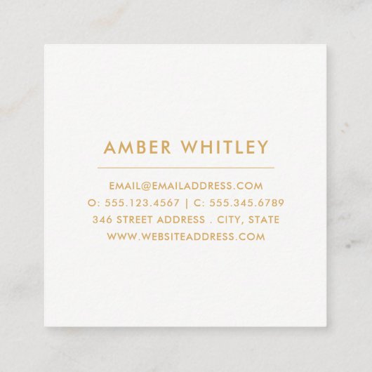 Waterverf en Faux Gold Foil Circle | BLAUWGROEN PA Vierkante Visitekaartje (Achterkant)