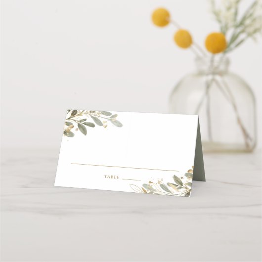 Waterverf en Faux Gold Foil Eucalyptus Leaves Plaatskaartje (Voorkant)