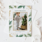 Waterverf en Faux Gold Folie Pine Needles Foto Briefkaart