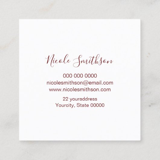 waterverf en FAUX gouden folie cirkel logo Vierkante Visitekaartje (Achterkant)