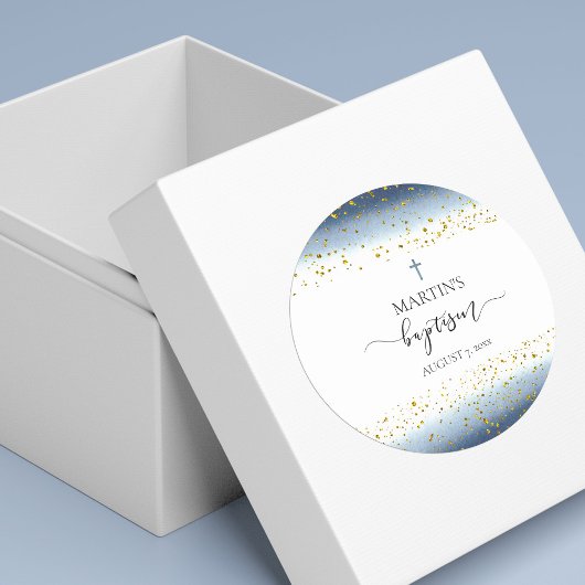 waterverf en FAUX gouden folie details baptisme Ronde Sticker