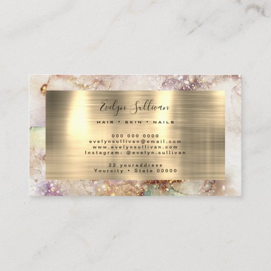 waterverf en faux gouden folie visitekaartje (Achterkant)