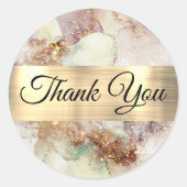 Waterverf en Gold Foil Hartelijk dank Ronde Sticker (Voorkant)
