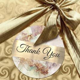 Waterverf en Gold Foil Hartelijk dank Ronde Sticker