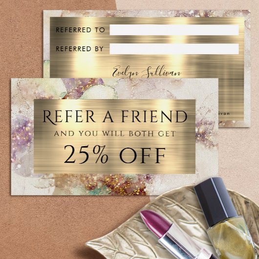 Waterverf en Gold Foil verwijzingskaart Visitekaartje