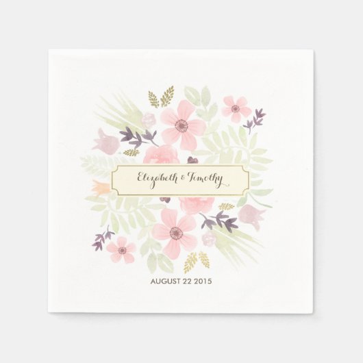 Waterverf en Gold Garden Menu Aangepaste servetten (Voorkant)