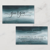 Waterverf en golven van de zee | Handtekening Visitekaartje (Voorkant / Achterkant)