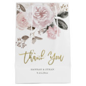 Waterverf en goud | Blush roze rozen Medium Cadeauzakje (Achterkant)