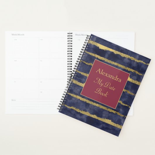 Waterverf en goud gepersonaliseerd planner (Display)