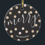 Waterverf en goud | Keramisch Ornament<br><div class="desc">Deze vormgeving is gespierd door waterverf polka-stippen in gouden glitter en is de perfecte manier om vakantieherinneringen te bewaren. Het coördineren van vakantiekaarten en dank u beschikbare kaarten.</div>