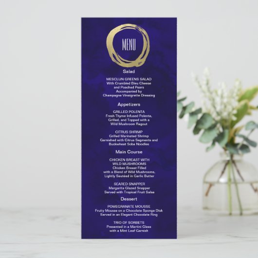 Waterverf en Goud Modern Custom Menu (Staand voorkant)