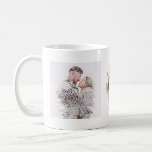 Waterverf en Goud | Twee fotobrief C monogram Koffiemok (Links)