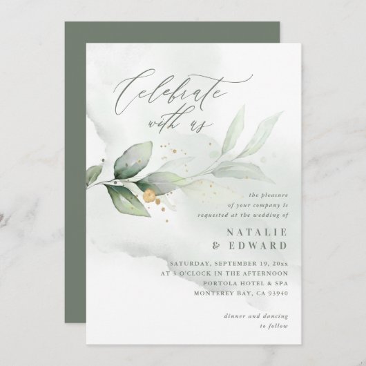 Waterverf- en goudbladeren (Voorkant / Achterkant)