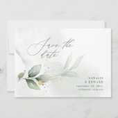 Waterverf- en goudbladerselderij save the date (Voorkant)