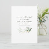 Waterverf- en goudbladerselderij save the date (Staand voorkant)