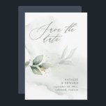 Waterverf- en goudbladerselderij save the date<br><div class="desc">Met uitzondering van de datum waarop de waterverf wordt uitgenodigd,  is er sprake van een loof met een metalen goudeffect. Met mooie waterverf details. Deze moderne huwelijksuitnodiging zal zeker de stijl bepalen voor je grote dag.</div>