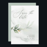 Waterverf- en goudbladerselderij save the date<br><div class="desc">Met uitzondering van de datum waarop de waterverf wordt uitgenodigd,  is er sprake van een loof met een metalen goudeffect. Met mooie waterverf details. Deze moderne huwelijksuitnodiging zal zeker de stijl bepalen voor je grote dag.</div>