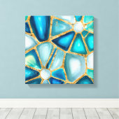 Waterverf - en goudcellen - oceaan canvas afdruk (Insitu (Houten vloer))