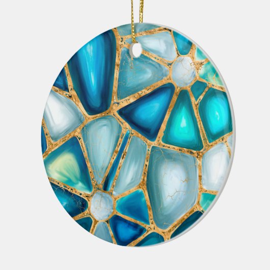 Waterverf - en goudcellen - oceaan keramisch ornament