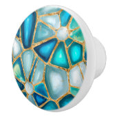 Waterverf - en goudcellen - oceaan keramische knop (Rechts)