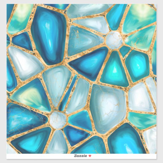 Waterverf - en goudcellen - oceaan sticker (Vel)